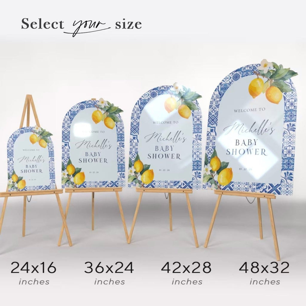 Mediterranean Baby Shower Welcome Sign, Blue Tiles Baby Shower Sign, - SpeedyOrders