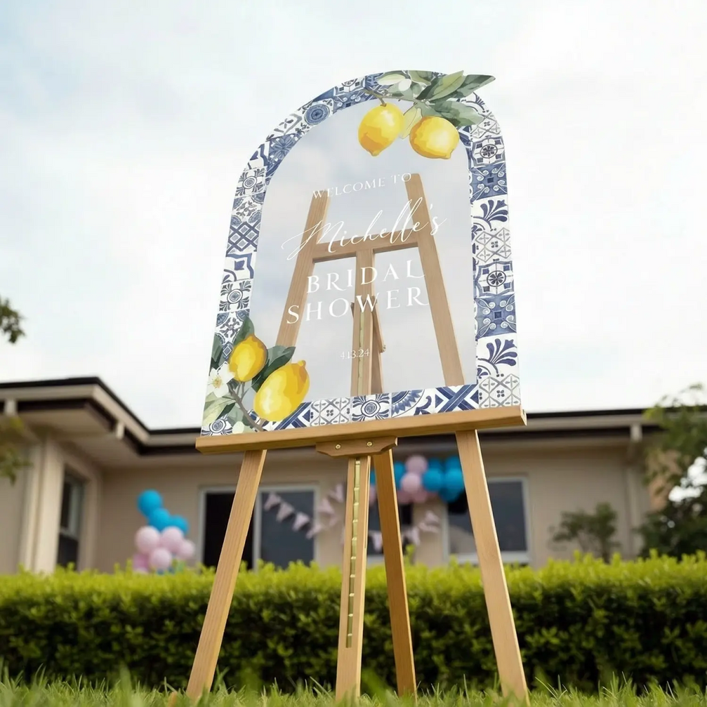 Mediterranean Bridal Shower Sign, Blue Tiles Bridal Shower Sign, Lemon Bridal Shower Sign - SpeedyOrders
