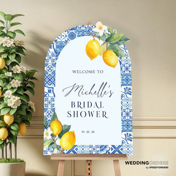 Mediterranean Bridal Shower Sign, Blue Tiles Bridal Shower Sign, Lemon Bridal Shower Sign - SpeedyOrders