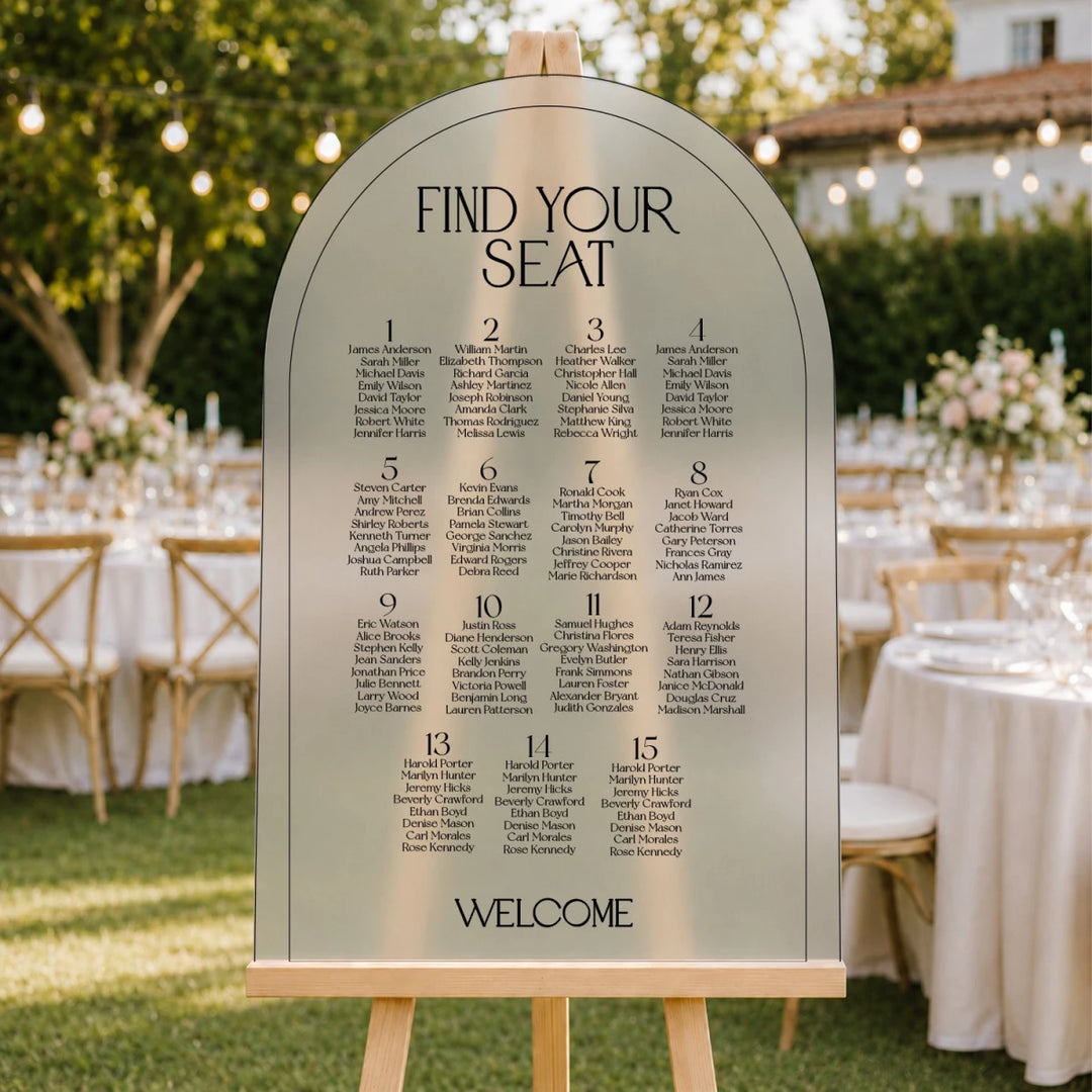 Minimal Arch Wedding Seating Chart Sign — Find Your Seat - SpeedyOrders