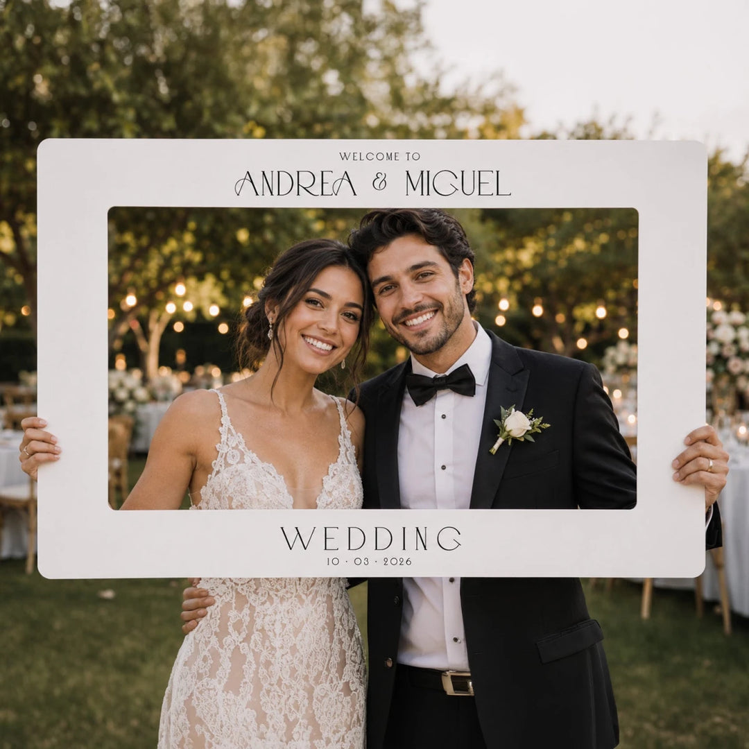 Minimal Modern Wedding Photo Booth Frame — Clean White Design - SpeedyOrders