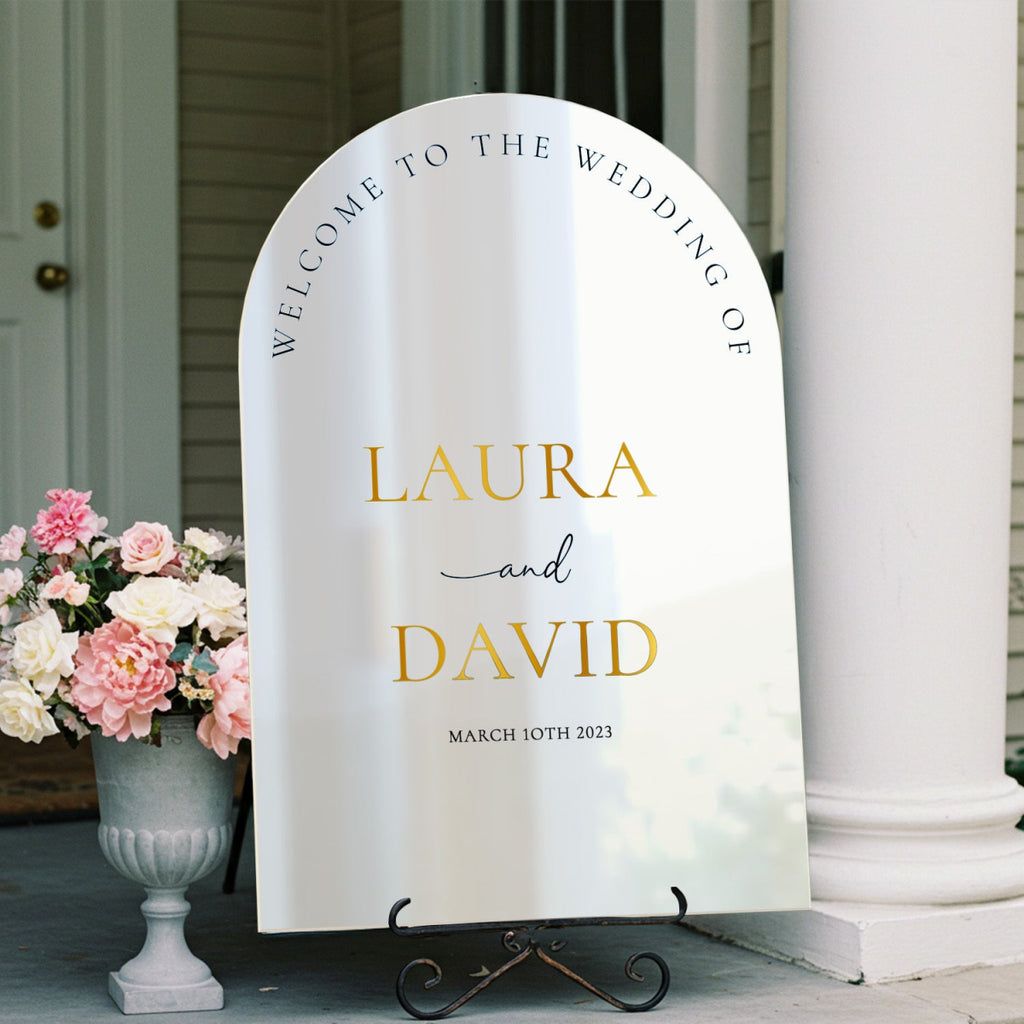 Minimalist Arched Welcome to the Wedding of Sign, White Wedding Entrance Decorations - SpeedyOrders