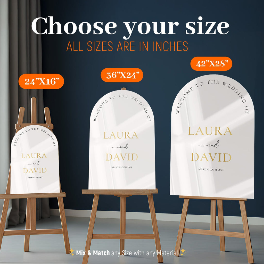 Minimalist Arched Welcome to the Wedding of Sign, White Wedding Entrance Decorations - SpeedyOrders