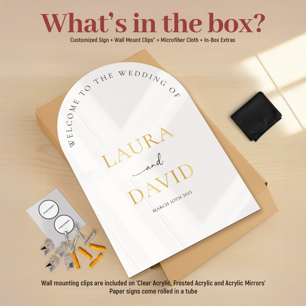 Minimalist Arched Welcome to the Wedding of Sign, White Wedding Entrance Decorations - SpeedyOrders