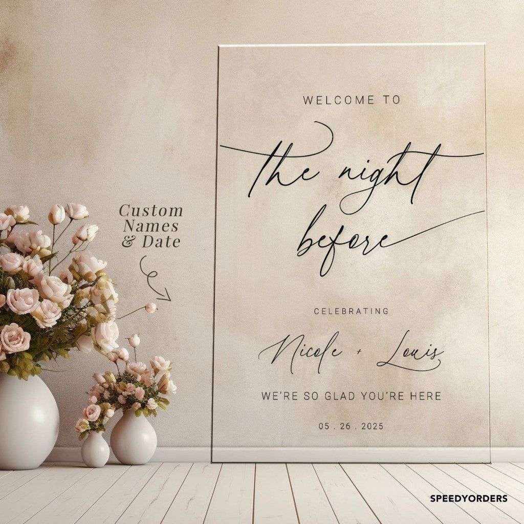 Minimalist The Night Before Wedding Welcome Sign - SpeedyOrders