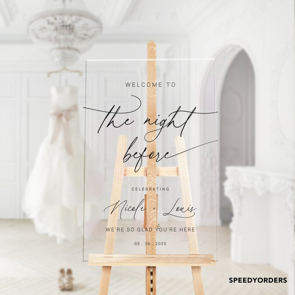 Minimalist The Night Before Wedding Welcome Sign - SpeedyOrders