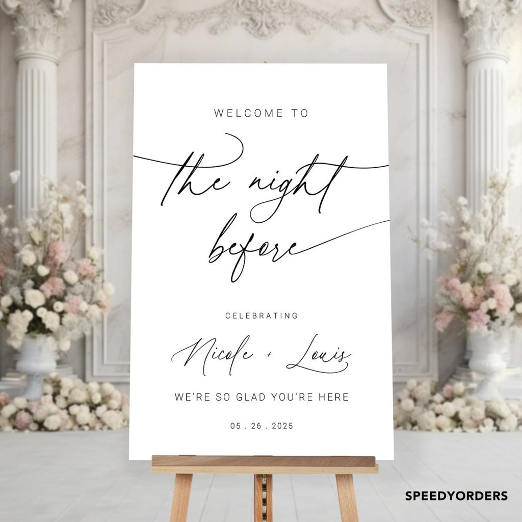 Minimalist The Night Before Wedding Welcome Sign - SpeedyOrders