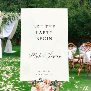 Minimalist Wedding Sign, Let the Party Begin Wedding Sign - SpeedyOrders