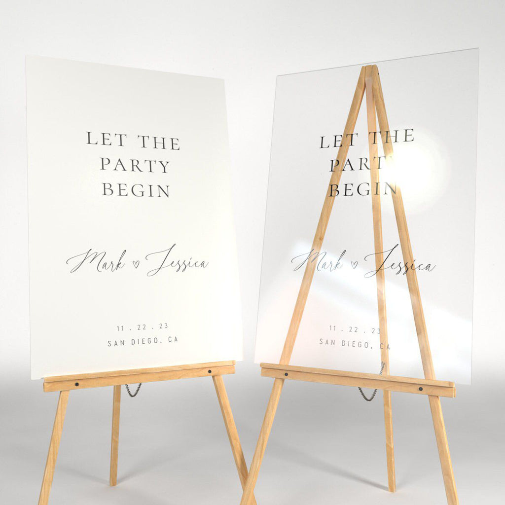 Minimalist Wedding Sign, Let the Party Begin Wedding Sign - SpeedyOrders