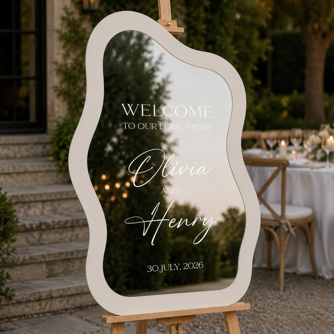 Minimalist Wedding Welcome Sign — Wavy Organic Shape - SpeedyOrders