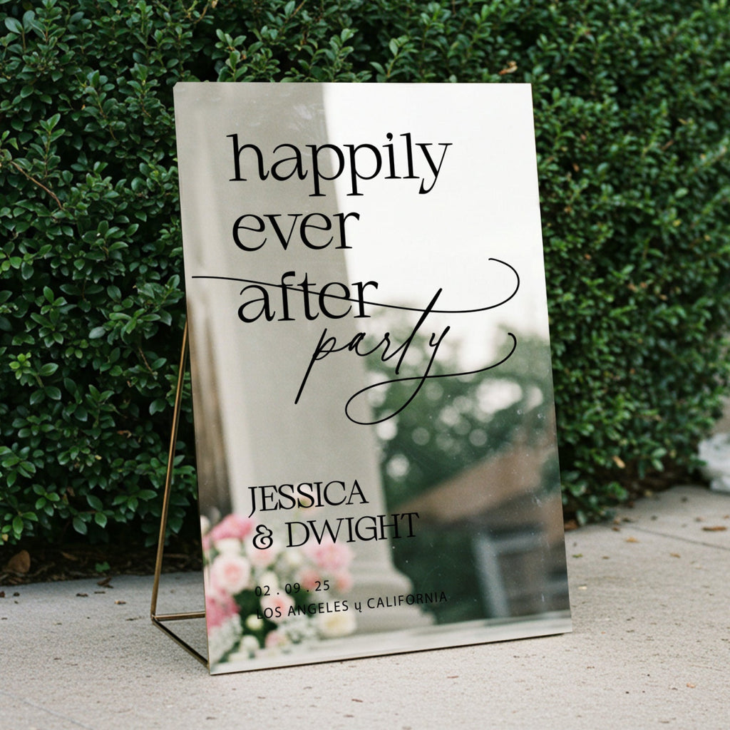 Mirror Wedding Sign, Happily Ever After Wedding Welcome Signage - SpeedyOrders