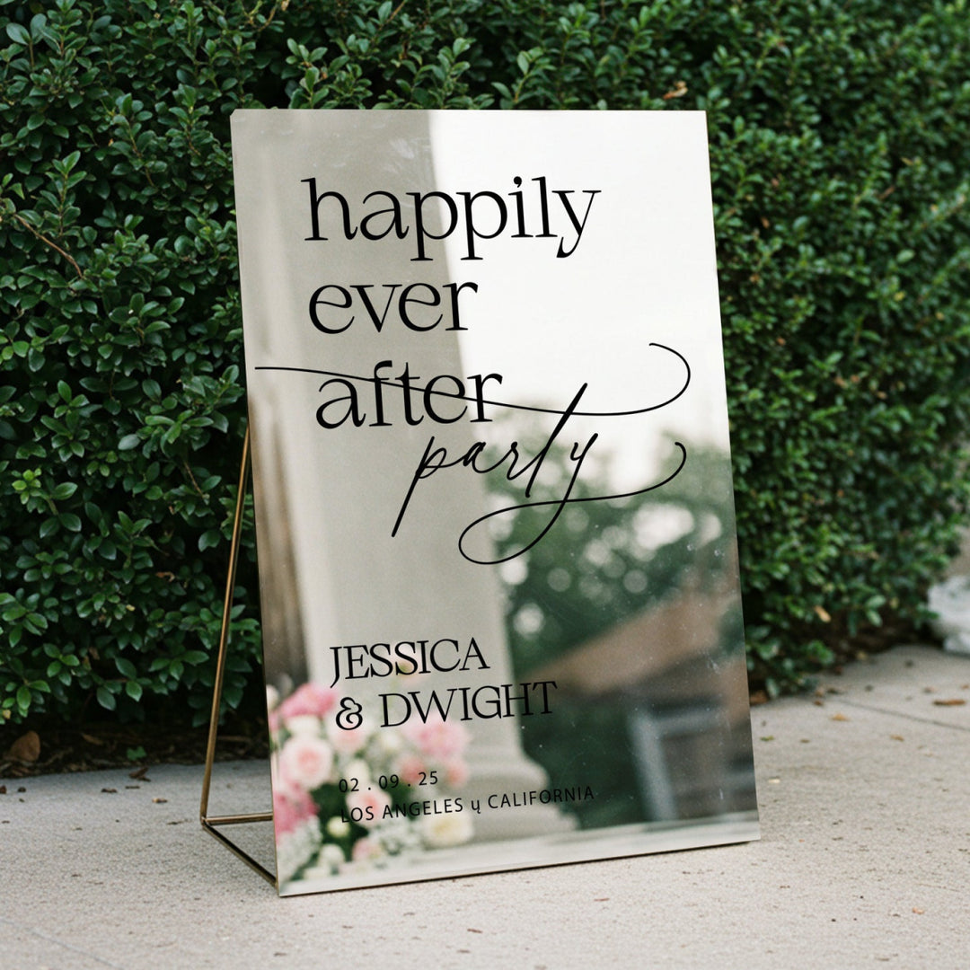 Mirror Wedding Sign, Happily Ever After Wedding Welcome Signage - SpeedyOrders