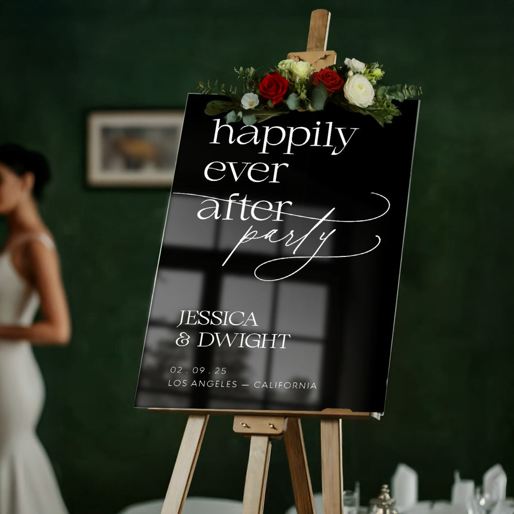Mirror Wedding Sign, Happily Ever After Wedding Welcome Signage - SpeedyOrders