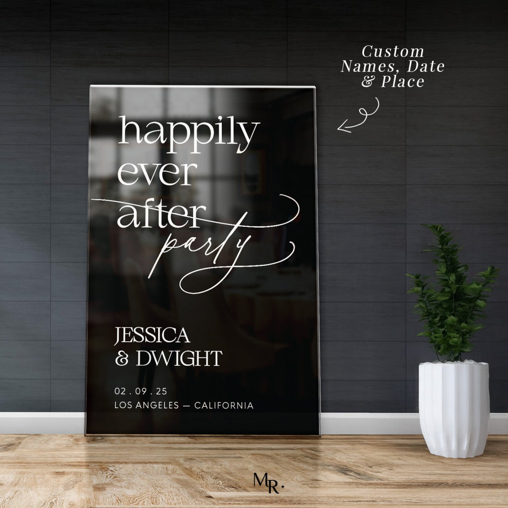 Mirror Wedding Sign, Happily Ever After Wedding Welcome Signage - SpeedyOrders