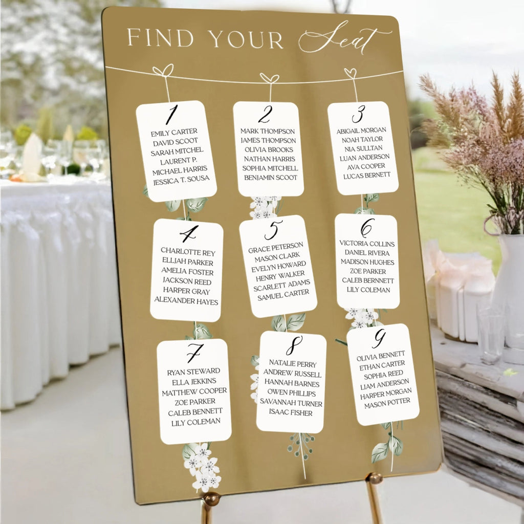 Mirror Wedding Welcome Sign Bundle Set, Seating Chart, Order Of Events and Table Signs - SpeedyOrders