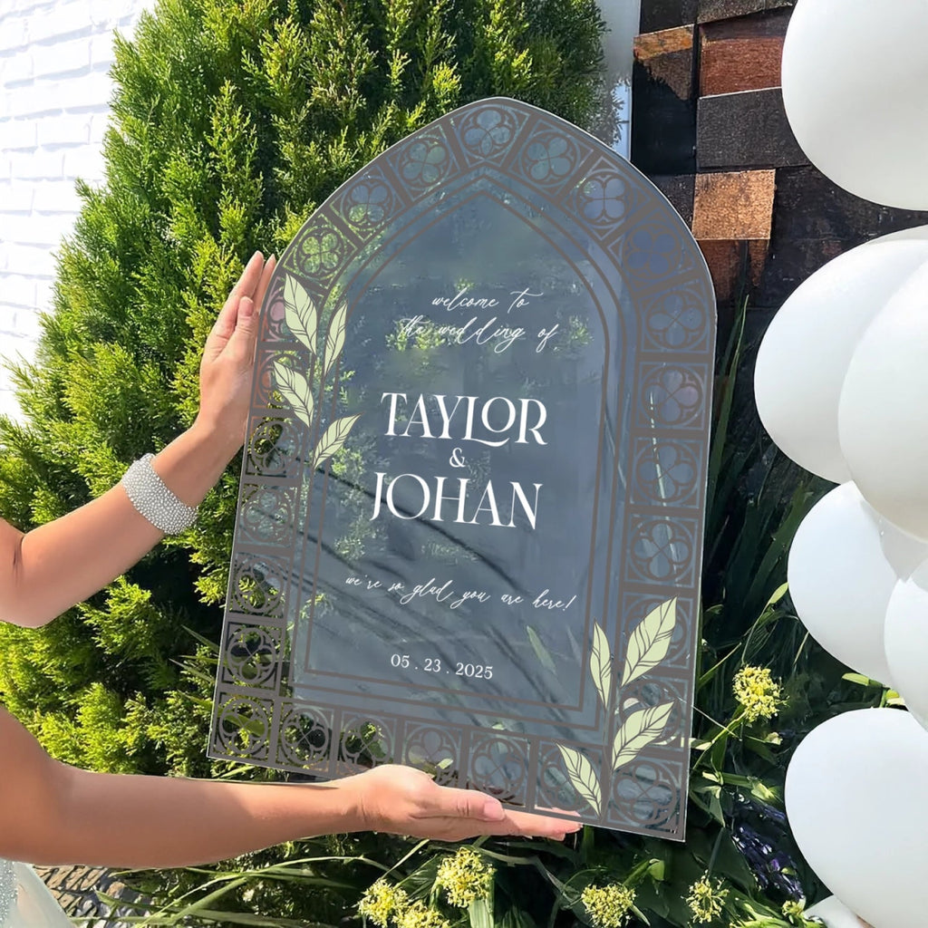Mirror Wedding Welcome Sign, Custom Acrylic Wedding Sign, Frosted Wedding Entrance Sign - SpeedyOrders