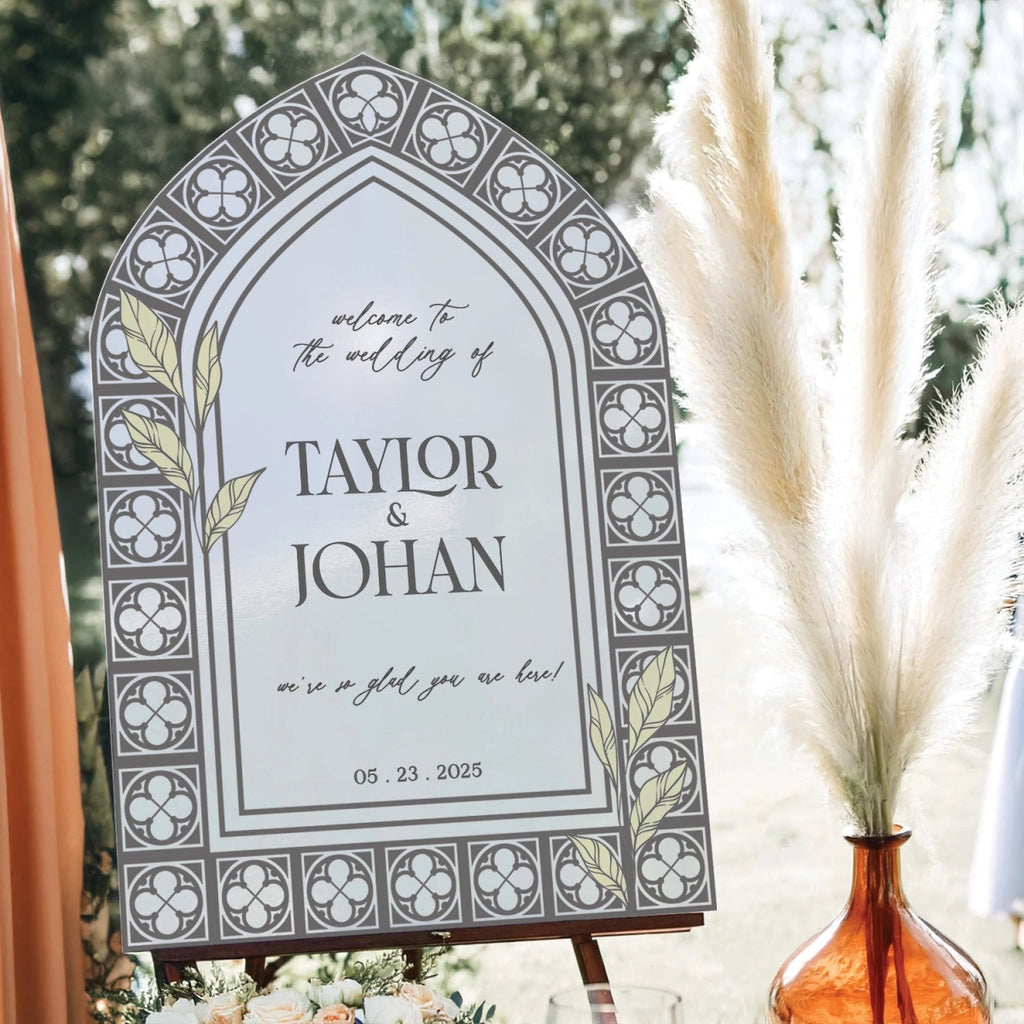 Mirror Wedding Welcome Sign, Custom Acrylic Wedding Sign, Frosted Wedding Entrance Sign - SpeedyOrders