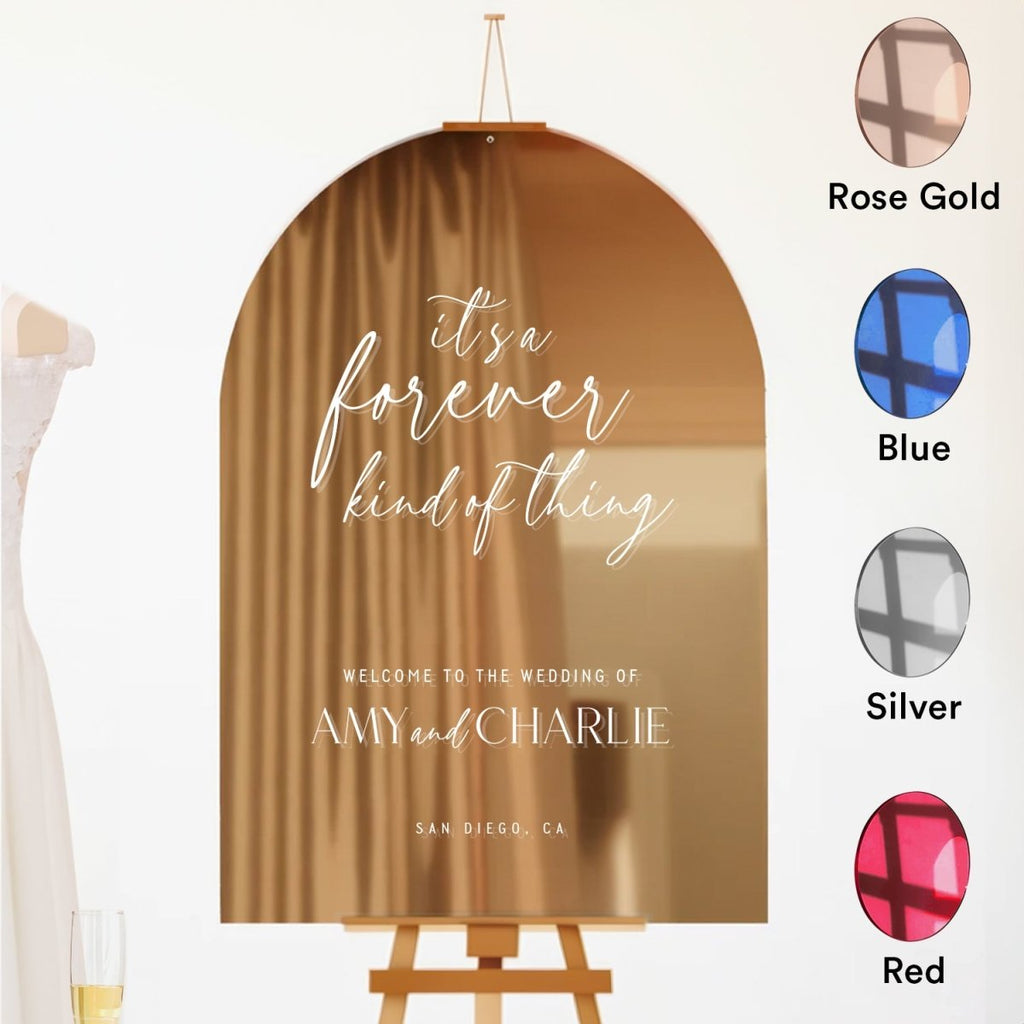 Mirror Wedding Welcome Sign, Gold Wedding Sign, Gold Mirror Wedding Sign - SpeedyOrders