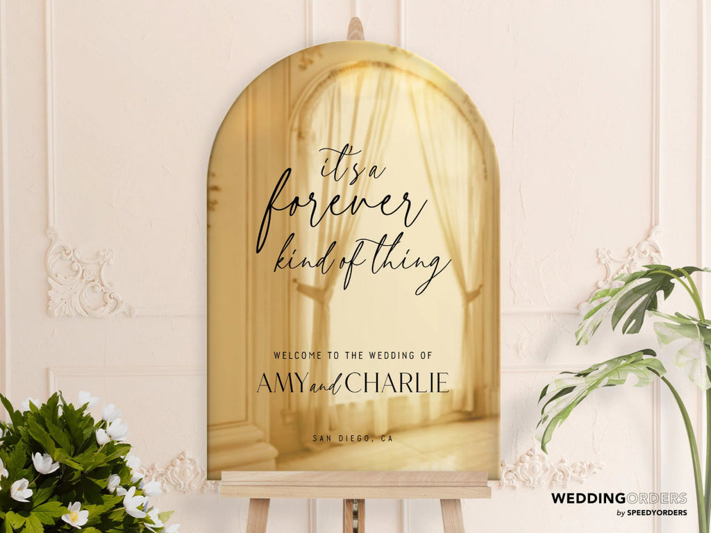 Mirror Wedding Welcome Sign, Gold Wedding Sign, Gold Mirror Wedding Sign - SpeedyOrders