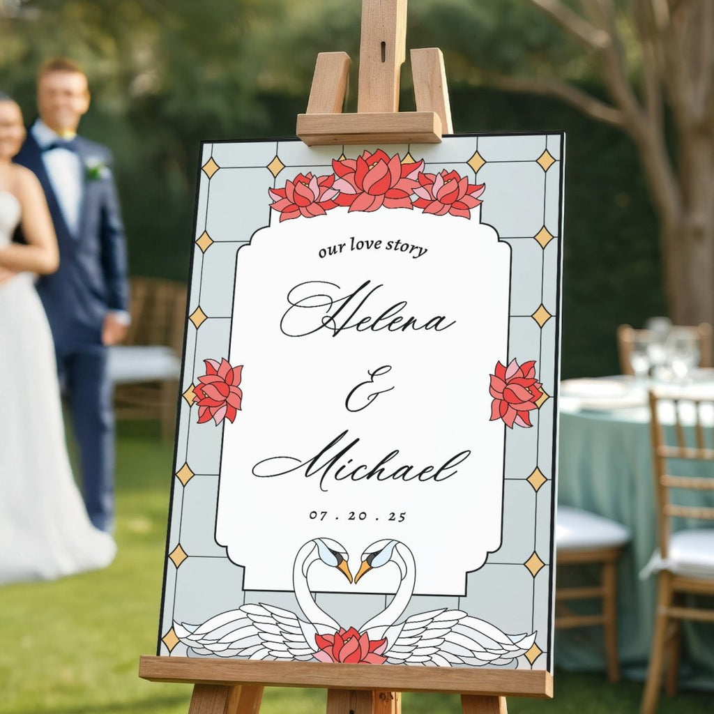 Mirror Welcome Sign, Swan Wedding Sign - SpeedyOrders