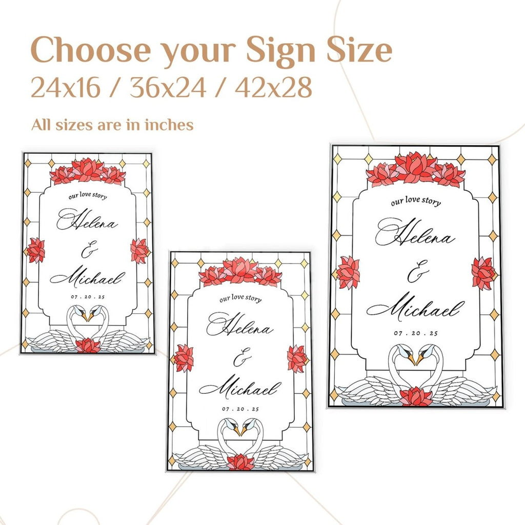 Mirror Welcome Sign, Swan Wedding Sign - SpeedyOrders