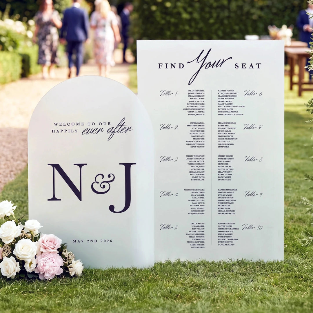 Monogram Arch Wedding Sign & Seating Chart Bundle — Modern Minimalist - SpeedyOrders
