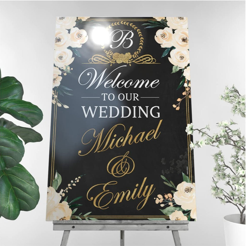 Monogram Wedding Theme Welcome Sign - SpeedyOrders