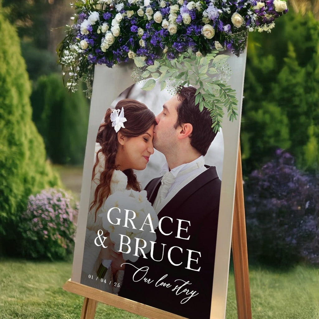 Our Love Story Wedding Sign, Picture Wedding Welcome Sign, Wedding Sign With Photo - SpeedyOrders