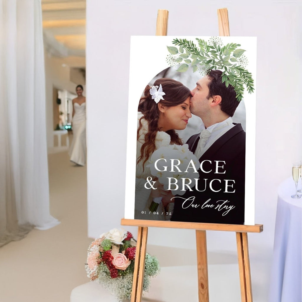Our Love Story Wedding Sign, Picture Wedding Welcome Sign, Wedding Sign With Photo - SpeedyOrders