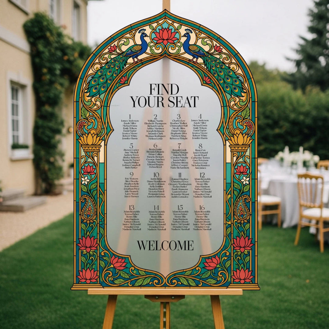 Peacock Lotus Indian Wedding Seating Chart Sign — Find Your Seat - SpeedyOrders