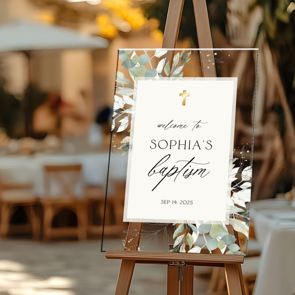 Personalised Baptism Welcome Sign, Acrylic Mirror Baptism Welcome Sign - SpeedyOrders
