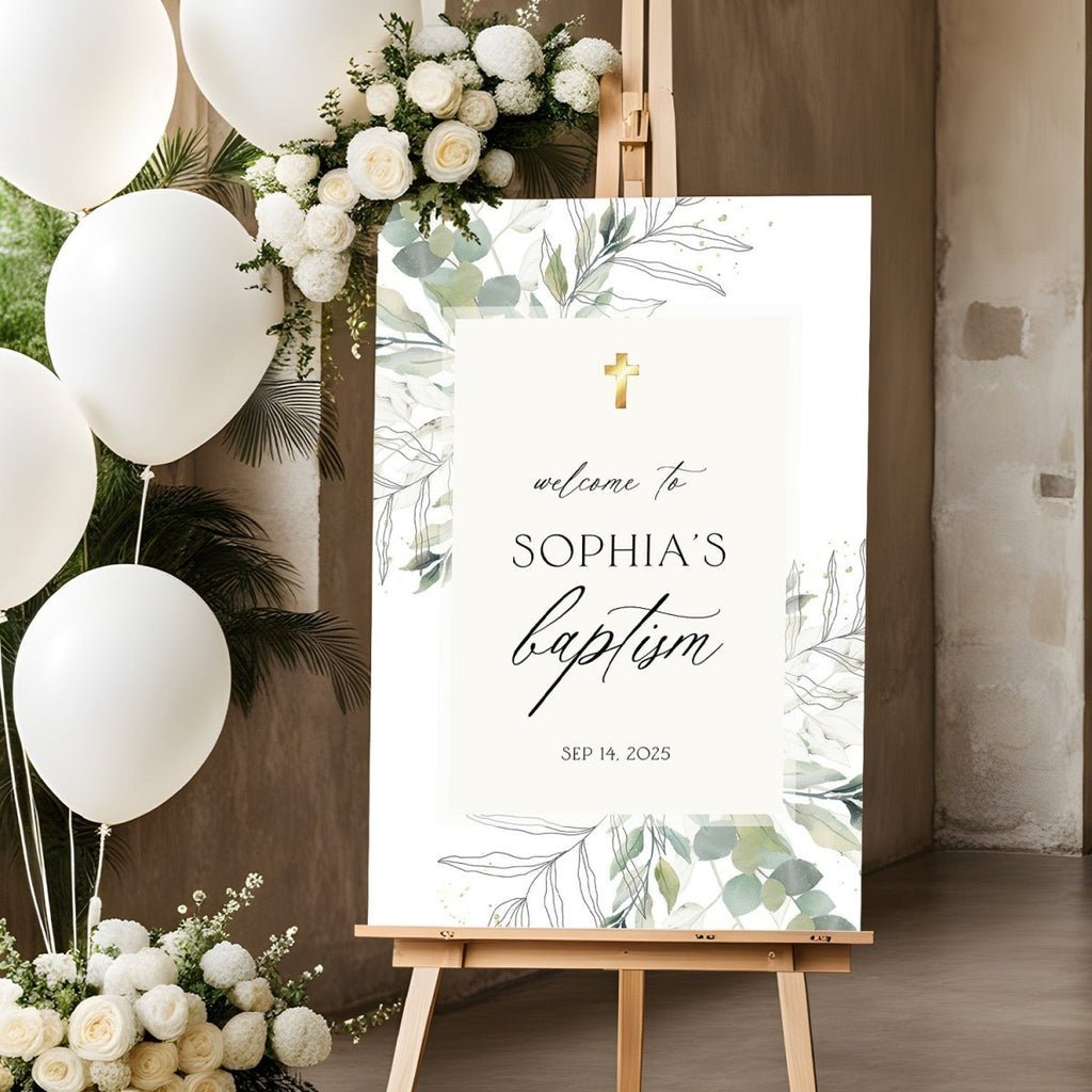 Personalised Baptism Welcome Sign, Acrylic Mirror Baptism Welcome Sign - SpeedyOrders