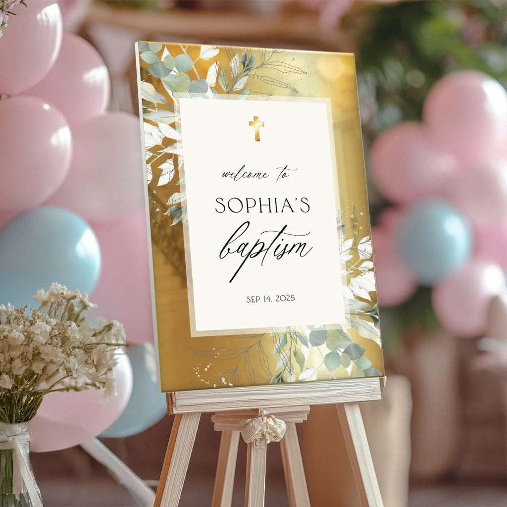 Personalised Baptism Welcome Sign, Acrylic Mirror Baptism Welcome Sign - SpeedyOrders