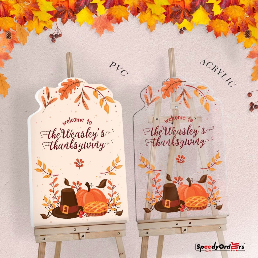 Personalized Autumn Pumpkin Pie Thanksgiving Party Welcome Sign - SpeedyOrders