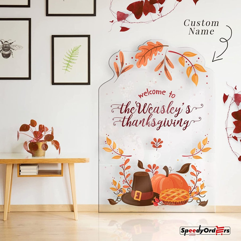 Personalized Autumn Pumpkin Pie Thanksgiving Party Welcome Sign - SpeedyOrders