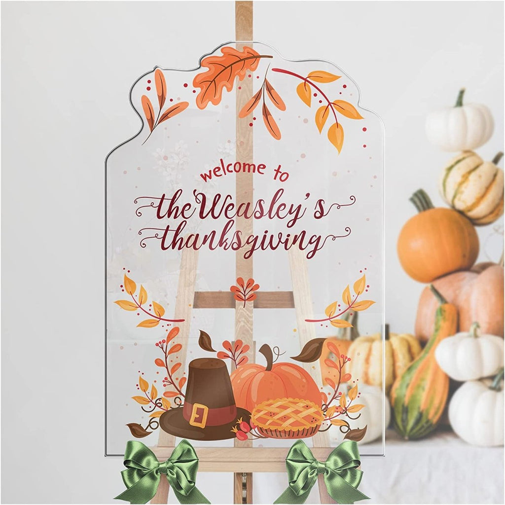 Personalized Autumn Pumpkin Pie Thanksgiving Party Welcome Sign - SpeedyOrders