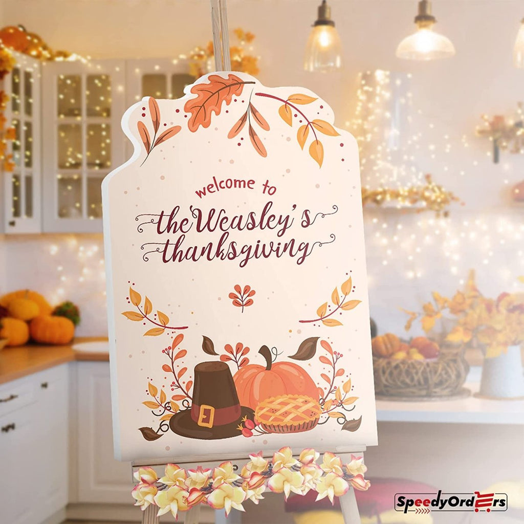 Personalized Autumn Pumpkin Pie Thanksgiving Party Welcome Sign - SpeedyOrders