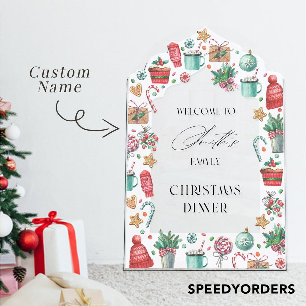 Personalized Christmas Dinner Welcome Sign, Christmas Welcome Sign - SpeedyOrders