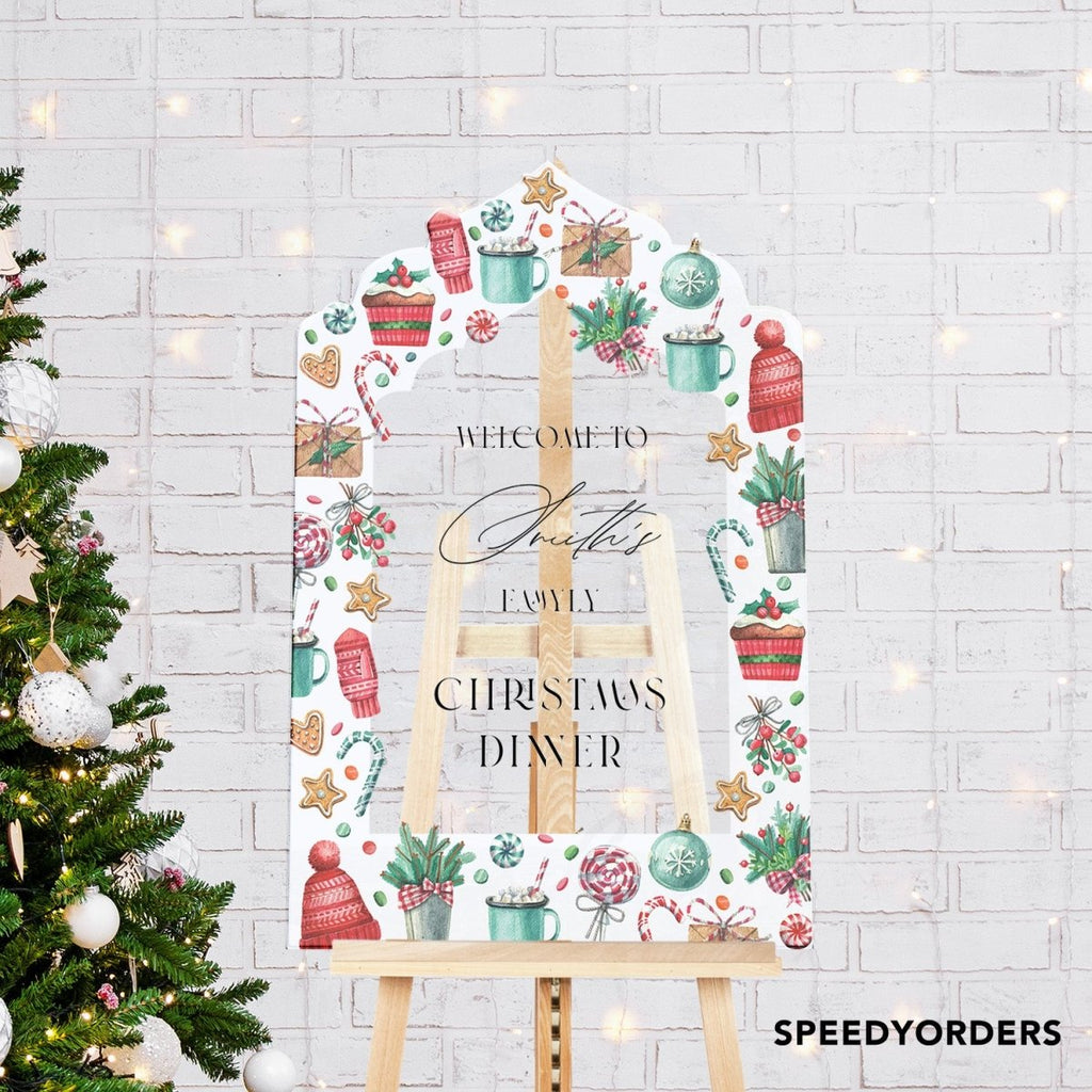 Personalized Christmas Dinner Welcome Sign, Christmas Welcome Sign - SpeedyOrders