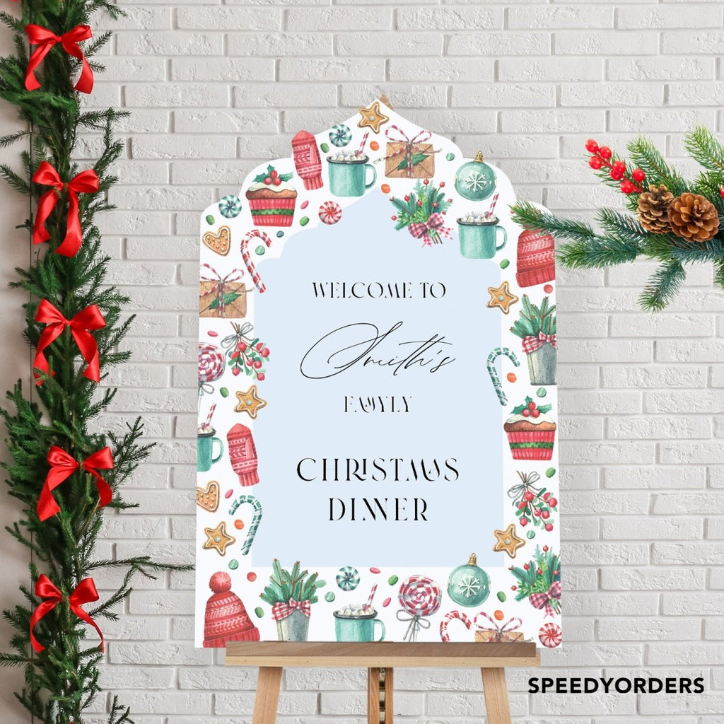 Personalized Christmas Dinner Welcome Sign, Christmas Welcome Sign - SpeedyOrders