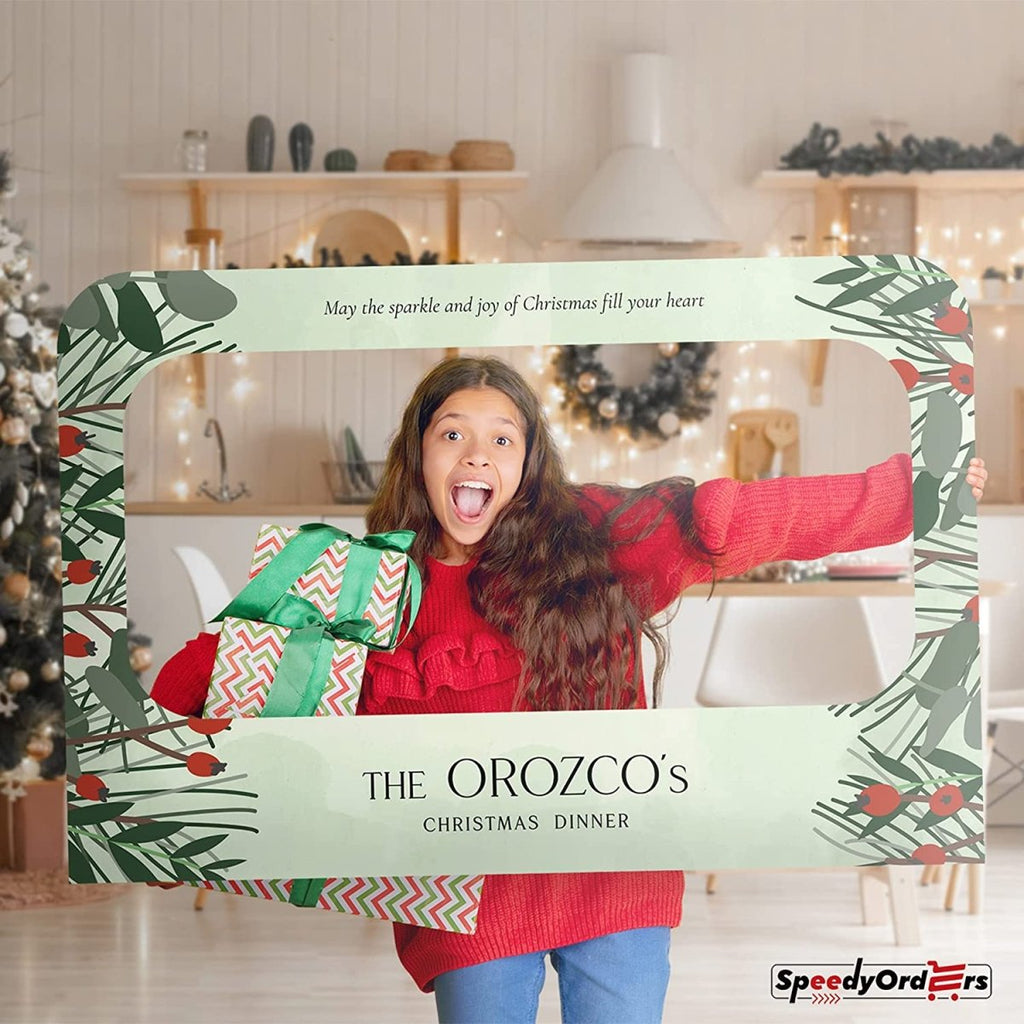 Personalized Classic Mistletoe Christmas Photo Booth Frame - SpeedyOrders