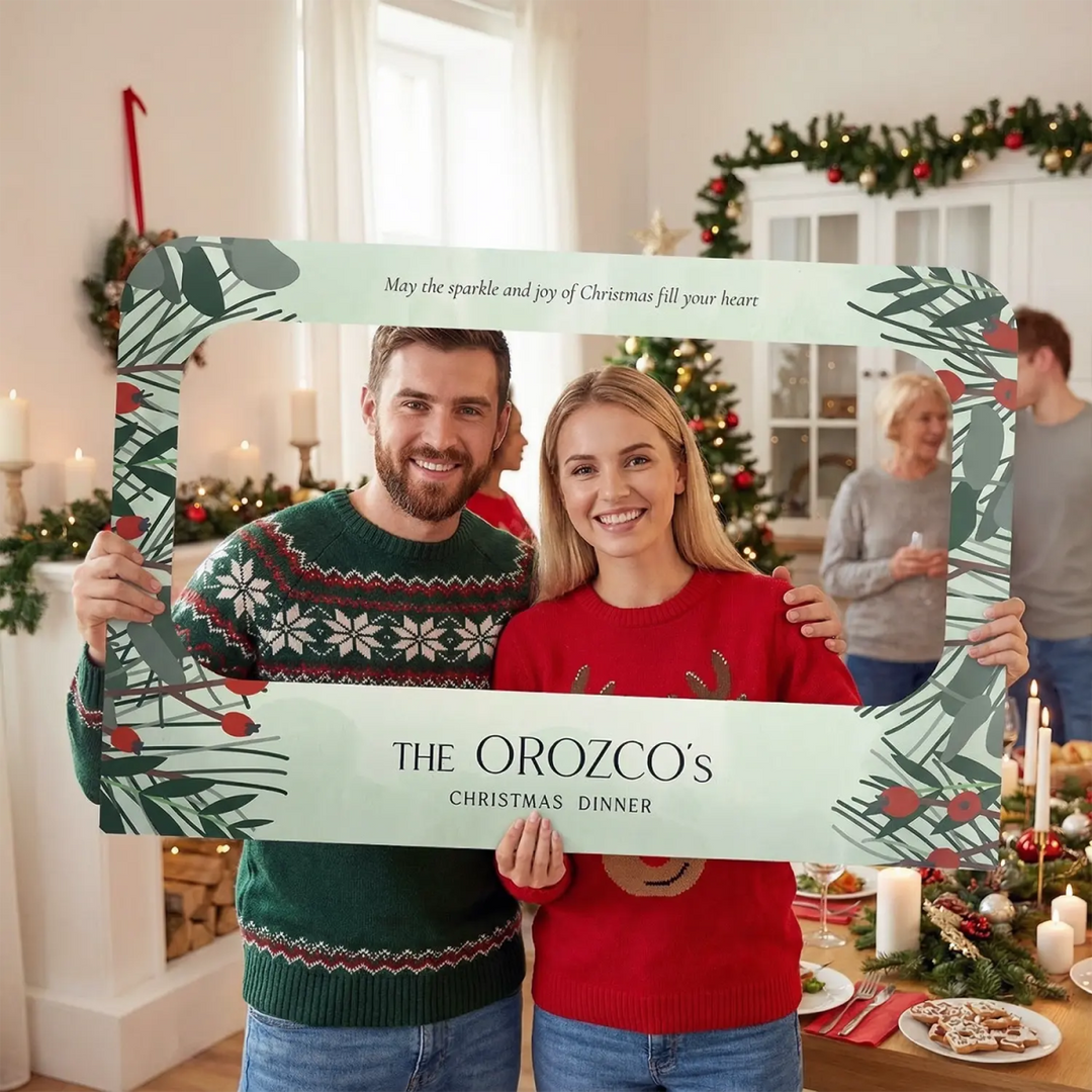 Personalized Classic Mistletoe Christmas Photo Booth Frame - SpeedyOrders