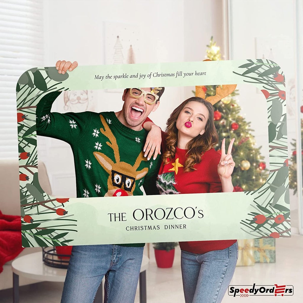 Personalized Classic Mistletoe Christmas Photo Booth Frame - SpeedyOrders