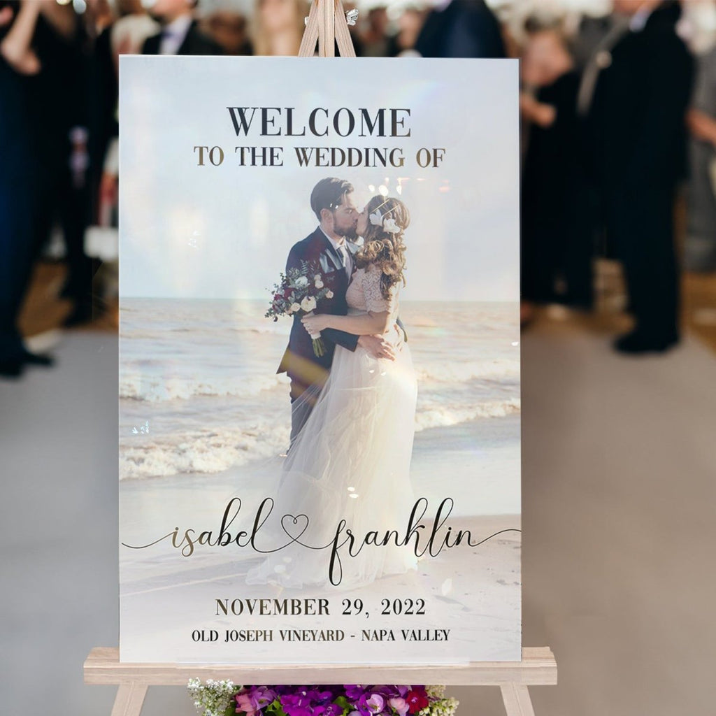 Personalized Classic Wedding Welcome Sign With Photo - SpeedyOrders