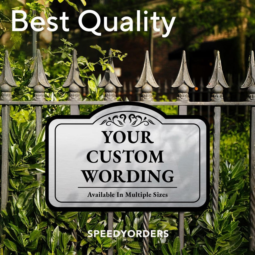 Personalized Decorative Outdoor Silver Brushed Metal Signs, Customized Silver Brushed Driveway Signs - SpeedyOrders