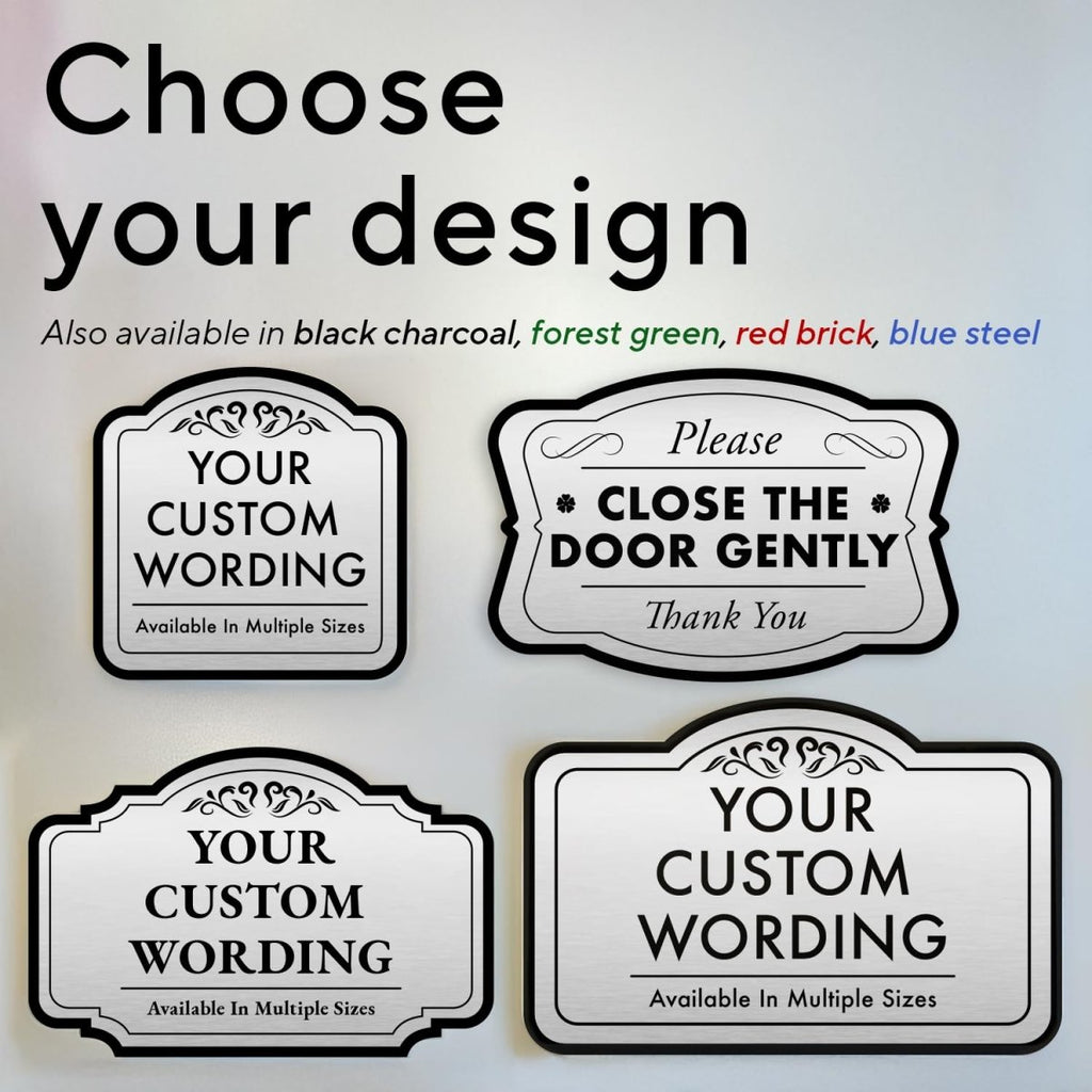 Personalized Decorative Outdoor Silver Brushed Metal Signs, Customized Silver Brushed Driveway Signs - SpeedyOrders