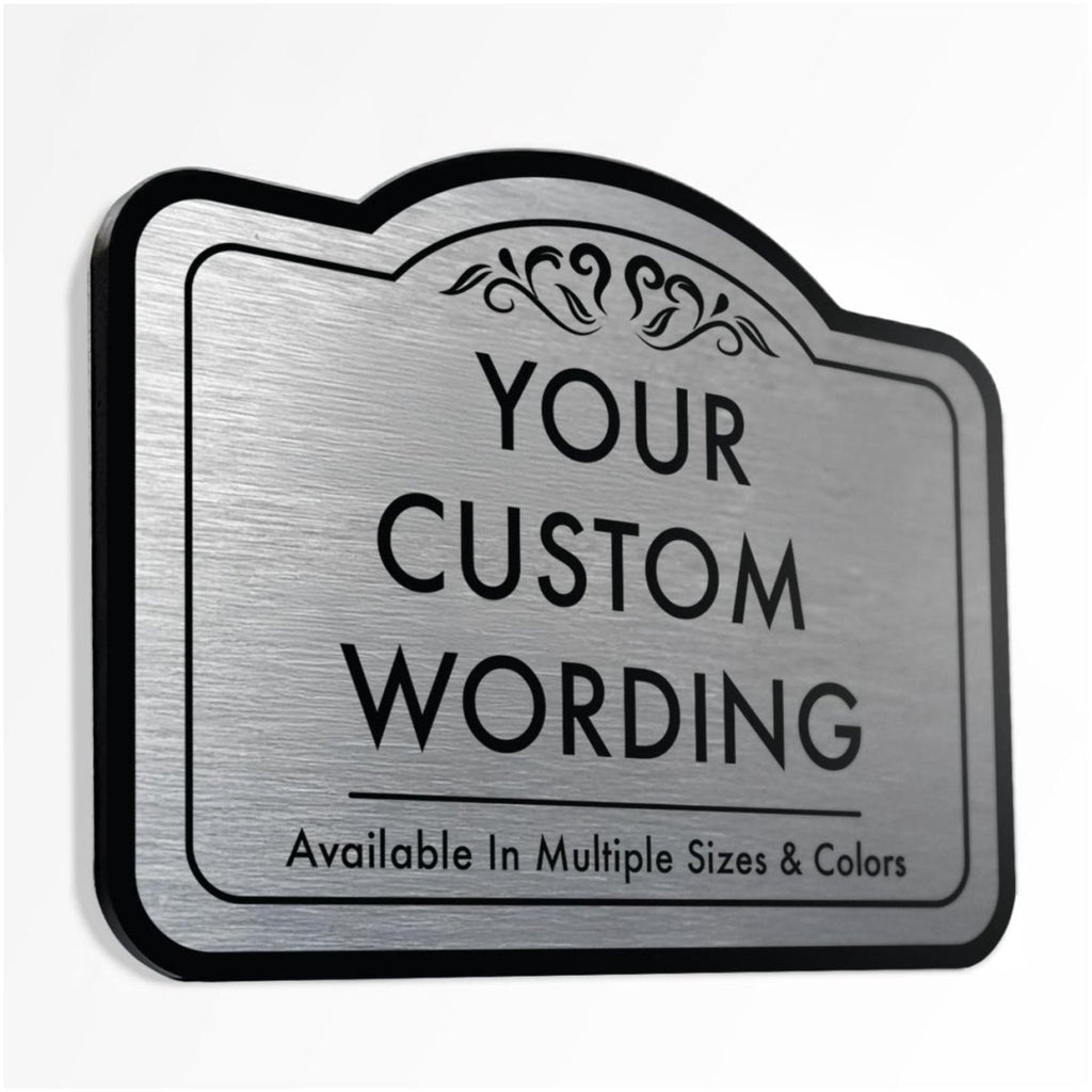 Personalized Decorative Outdoor Silver Brushed Metal Signs, Customized Silver Brushed Driveway Signs - SpeedyOrders