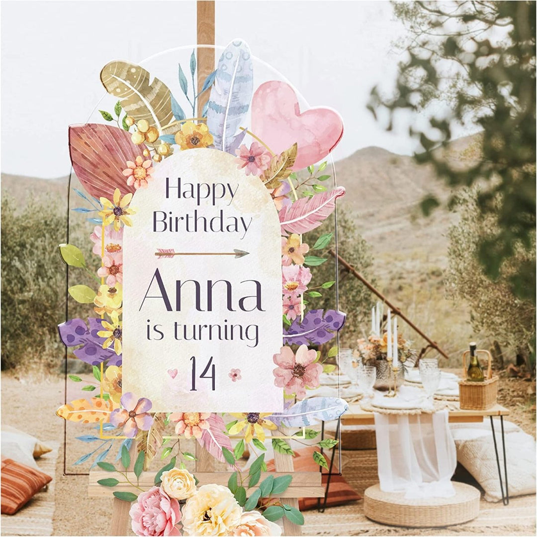 Personalized Floral Birthday Sign For Girls - SpeedyOrders