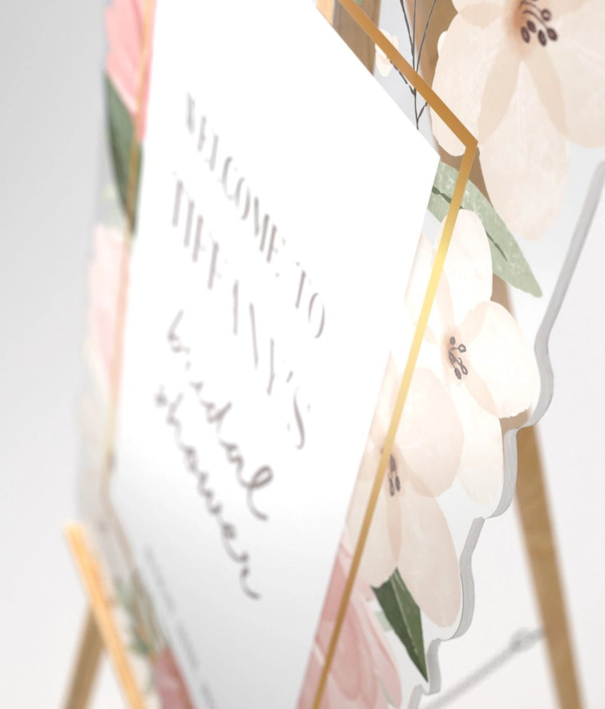 Personalized Floral Pink Bridal Shower Sign - SpeedyOrders