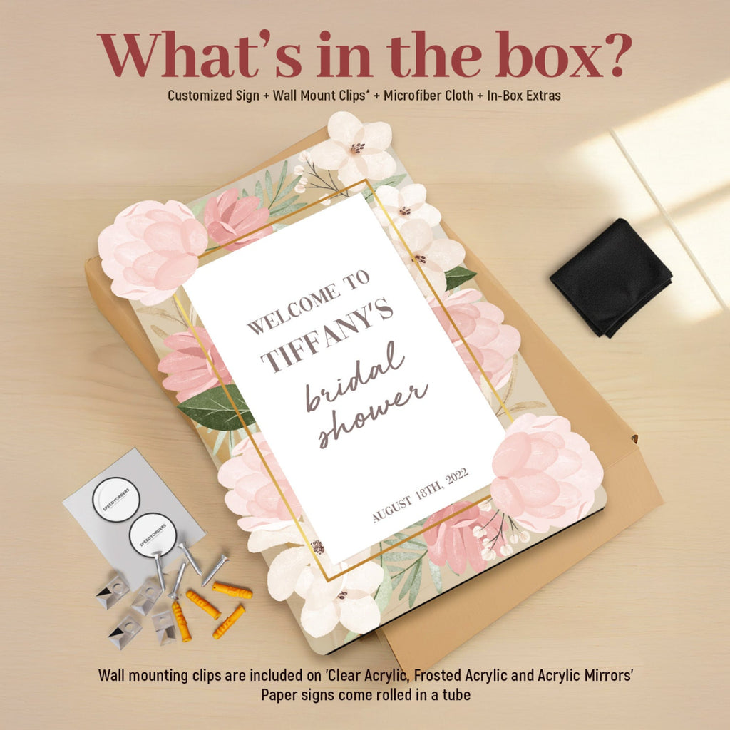 Personalized Floral Pink Bridal Shower Sign - SpeedyOrders